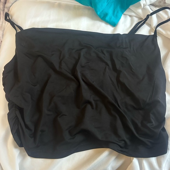 Silk Ruched Urban Outfitters Black Sleeveless Top - Picture 3 of 4